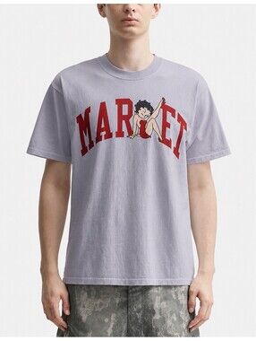 Market x Betty Boop Arc Graphic Tee Washed Purple Gray Size Large Cotton
